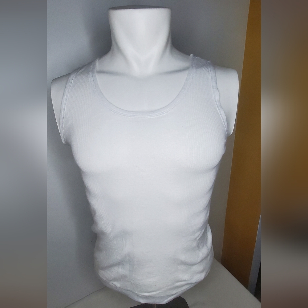 Boston White Ribbed Muscle Shirt For Men